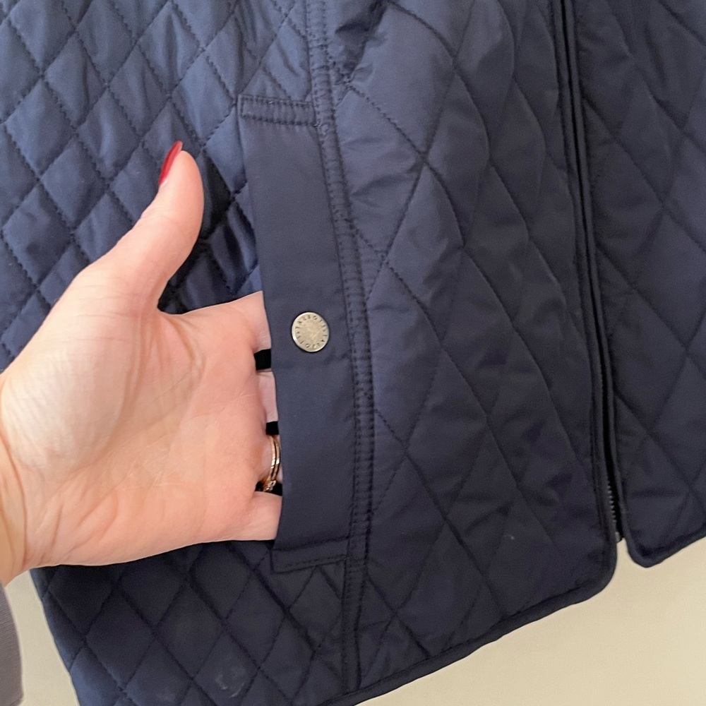 Talbots Navy Quilted Zip-Front Vest - Picture 14 of 16